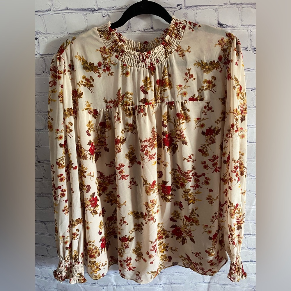 Zac & Rachel Cream and Red Floral Blouse
